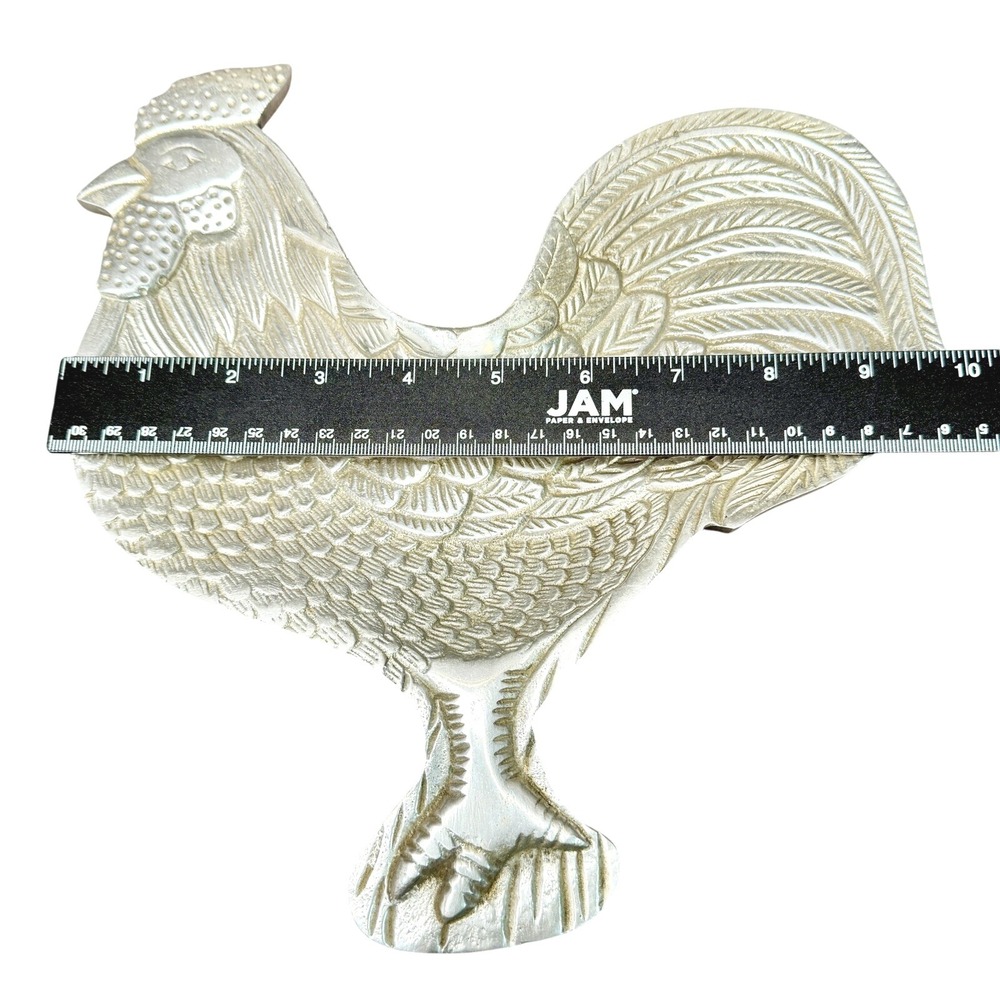 Vintage Made in India 10" x 10"‎ Metal Rooster Serving Tray Dish - Picture 5 of 5
